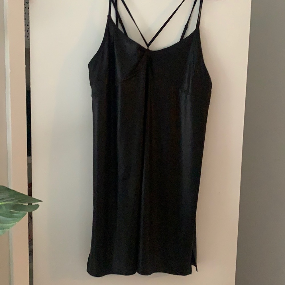 Strappy Faux Leather Slip Dress